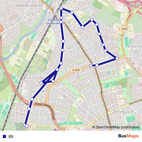 69 bus Line Map