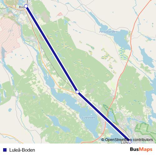 Luleå-Boden rail Line Map