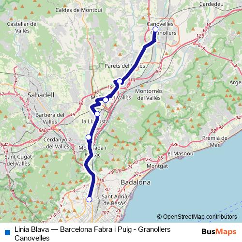 Linia Blava bus Line Map