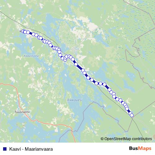 Kaavi - Maarianvaara bus Line Map
