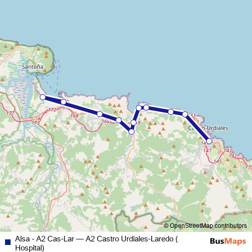 Alsa - A2 Cas-Lar bus Line Map