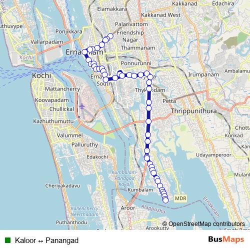 Kaloor ↔ Panangad bus Line Map