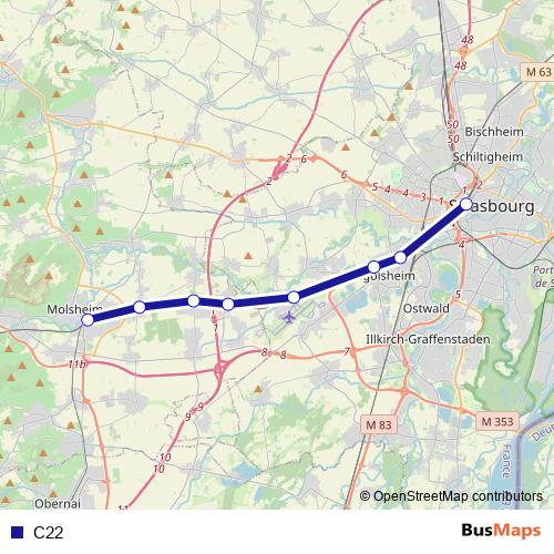 C22 rail Line Map