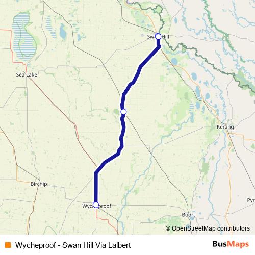 Wycheproof - Swan Hill Via Lalbert bus Line Map