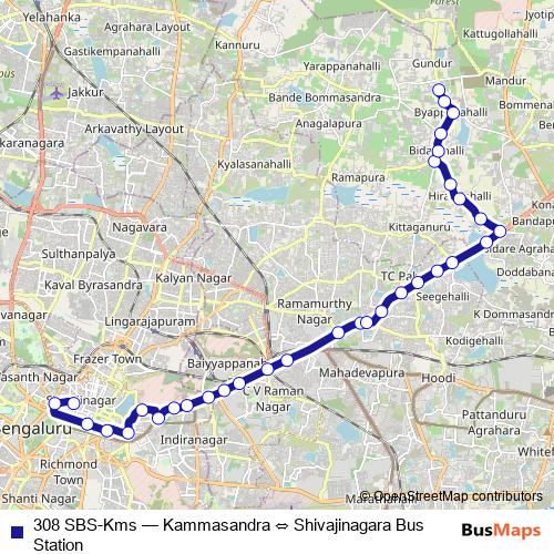 308 SBS-Kms bus Line Map