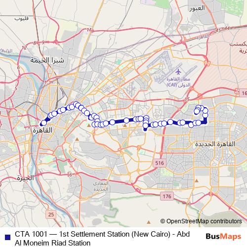 CTA 1001 bus Line Map