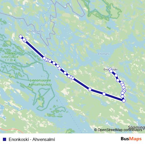 Enonkoski - Ahvensalmi bus Line Map