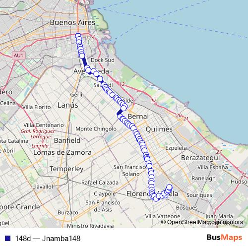 148d bus Line Map