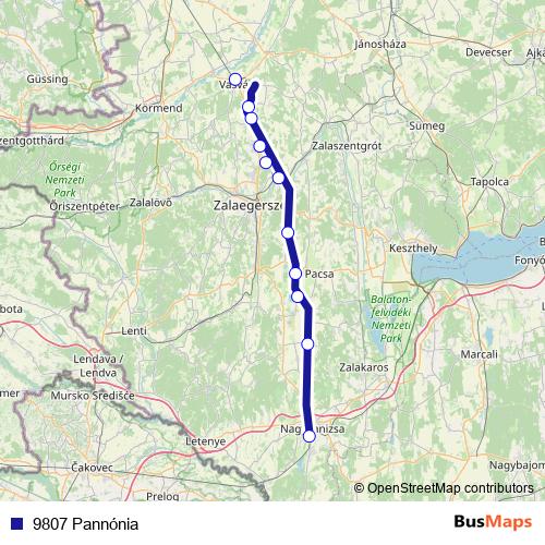 9807 Pannónia rail Line Map