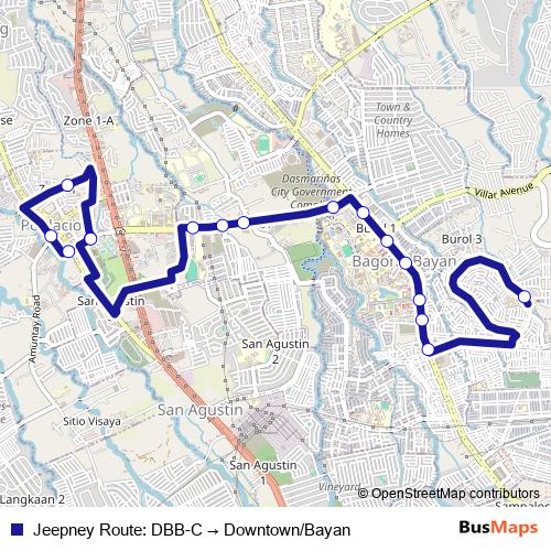 Jeepney Route: DBB-C → Downtown/Bayan bus Line Map