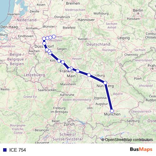 ICE 754 rail Line Map