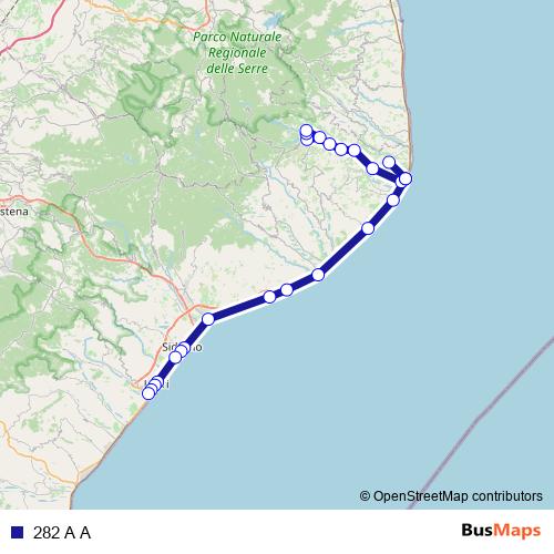 282 A A bus Line Map