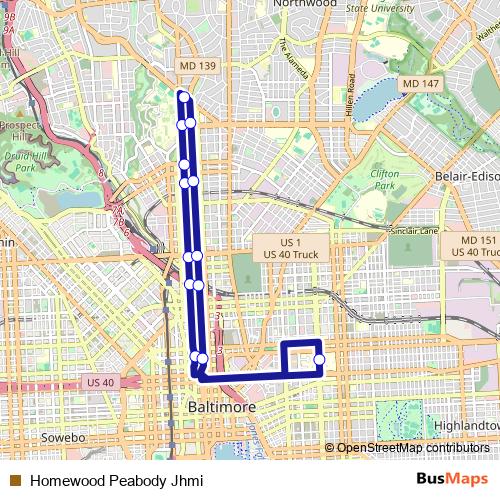 Homewood Peabody Jhmi bus Line Map