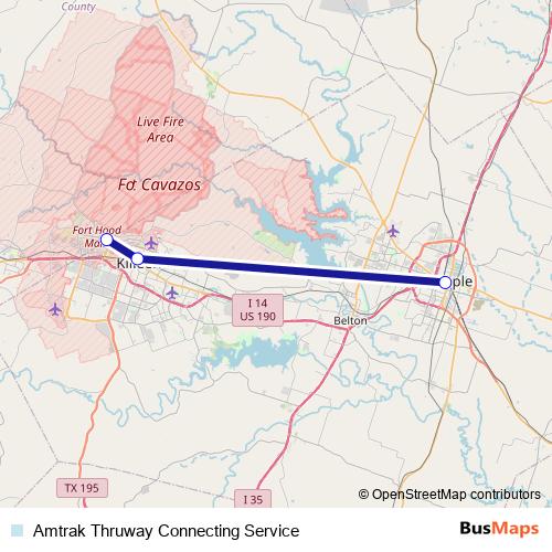 Amtrak Thruway Connecting Service bus Line Map