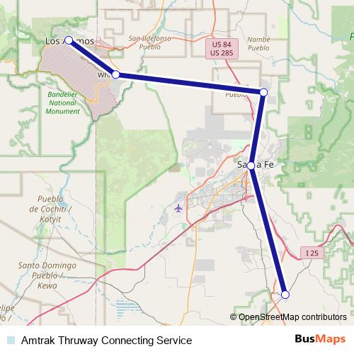 Amtrak Thruway Connecting Service bus Line Map