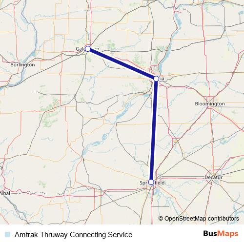 Amtrak Thruway Connecting Service bus Line Map