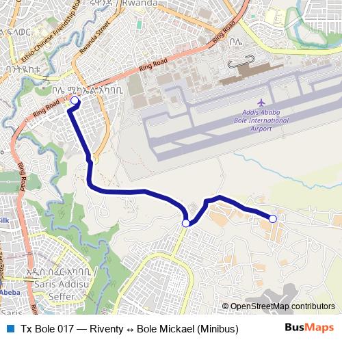 Tx Bole 017 bus Line Map