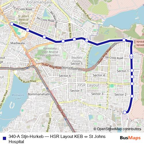 340-A Stjn-Hsrkeb bus Line Map
