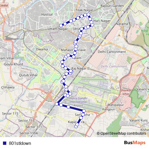 801stldown bus Line Map