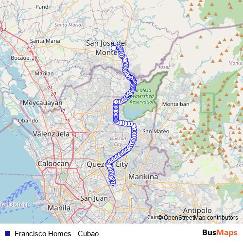 Francisco Homes - Cubao bus Line Map