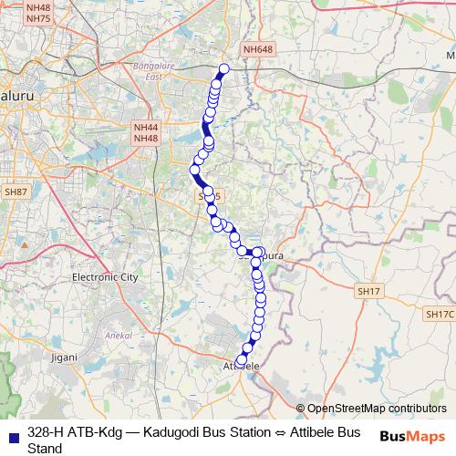 328-H ATB-Kdg bus Line Map