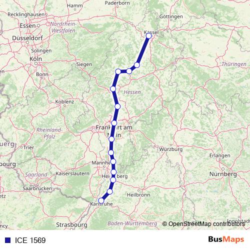 ICE 1569 rail Line Map