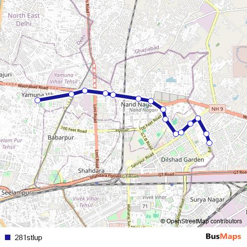 281stlup bus Line Map