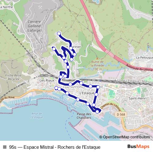 95s bus Line Map