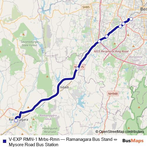 V-EXP RMN-1 Mrbs-Rmn bus Line Map