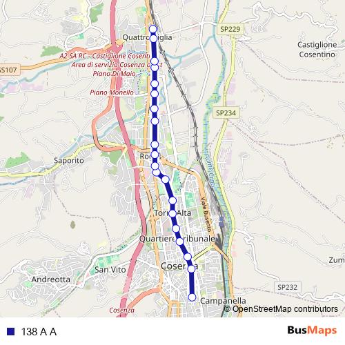 138 A A bus Line Map