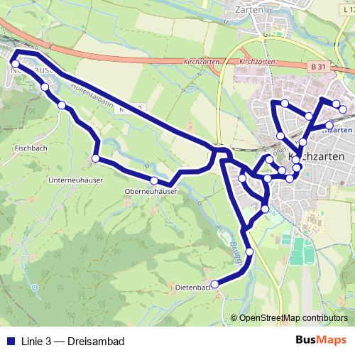 Linie 3 bus Line Map