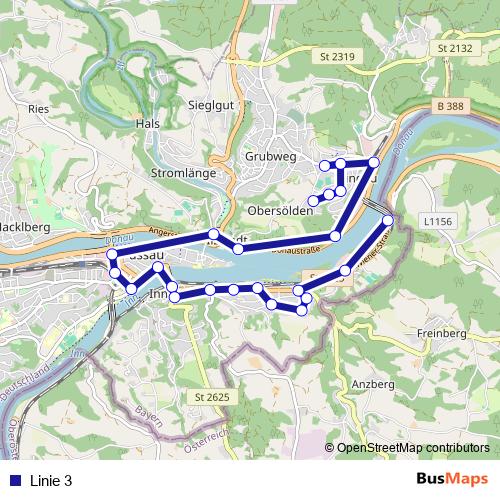 Linie 3 bus Line Map