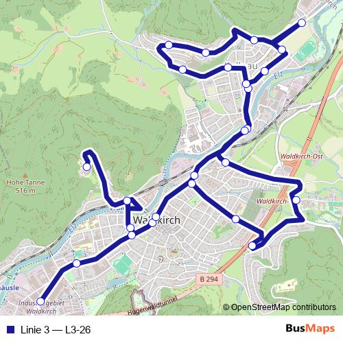 Linie 3 bus Line Map