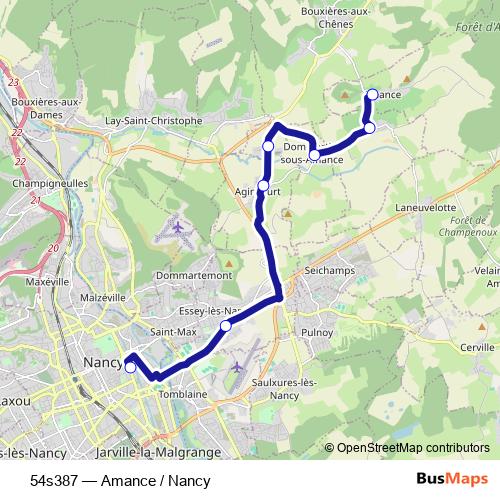 54s387 bus Line Map