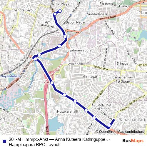 201-M Hmnrpc-Ankt bus Line Map