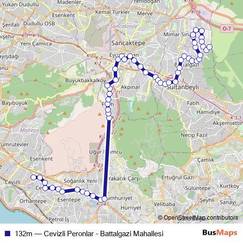 132m bus Line Map