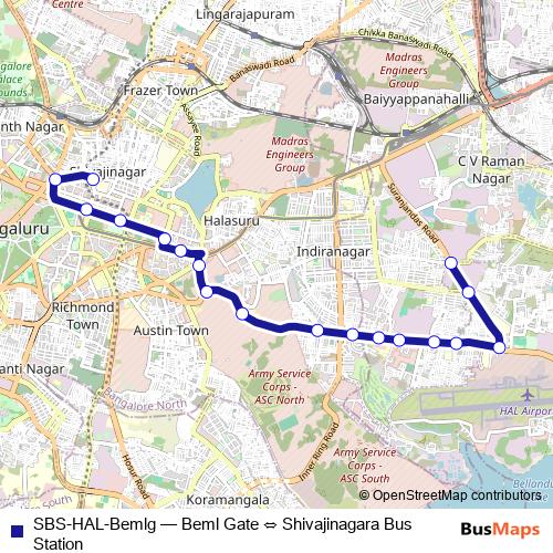 SBS-HAL-Bemlg bus Line Map