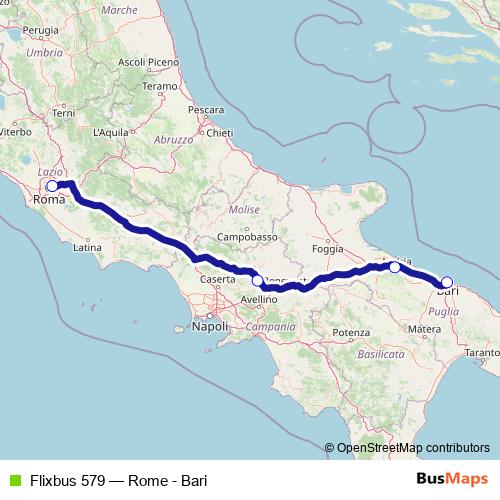 Flixbus 579 bus Line Map