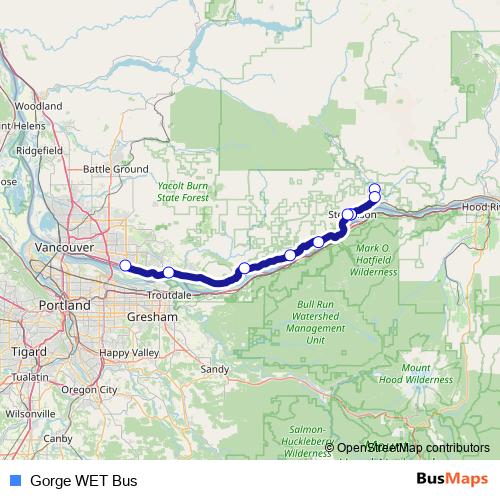 Gorge WET Bus bus Line Map