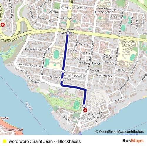 woro woro : Saint Jean ↔ Blockhauss bus Line Map