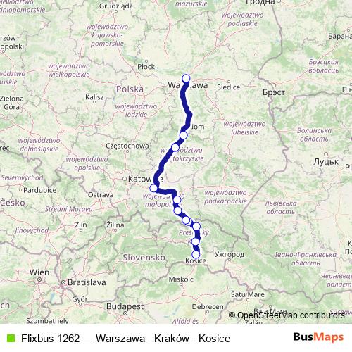 Flixbus 1262 bus Line Map
