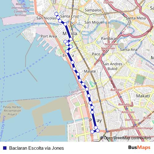 Baclaran Escolta via Jones bus Line Map