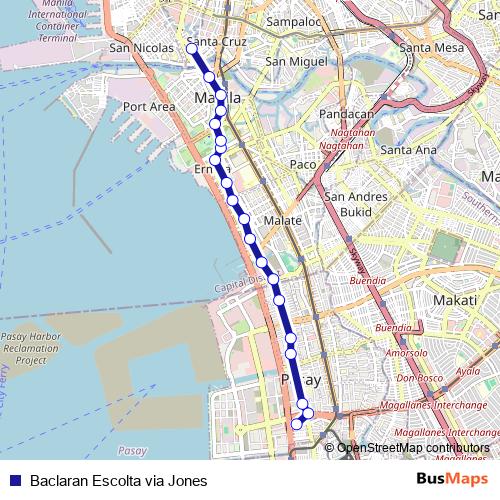 Baclaran Escolta via Jones bus Line Map