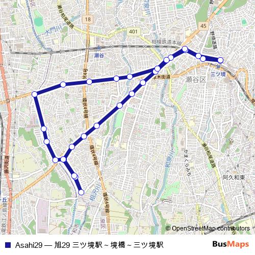 Asahi29 bus Line Map