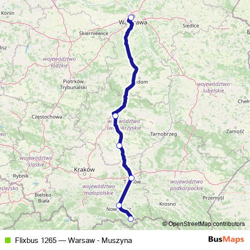 Flixbus 1265 bus Line Map