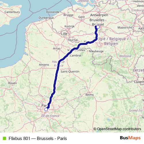 Flixbus 801 bus Line Map