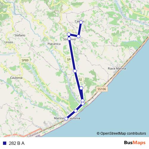 282 B A bus Line Map