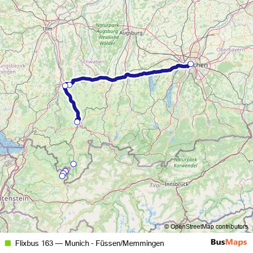 Flixbus 163 bus Line Map