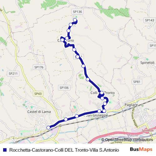 Rocchetta-Castorano-Colli DEL Tronto-Villa S.Antonio bus Line Map