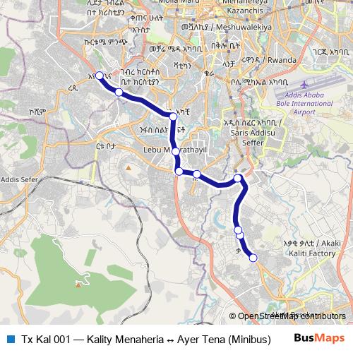 Tx Kal 001 bus Line Map